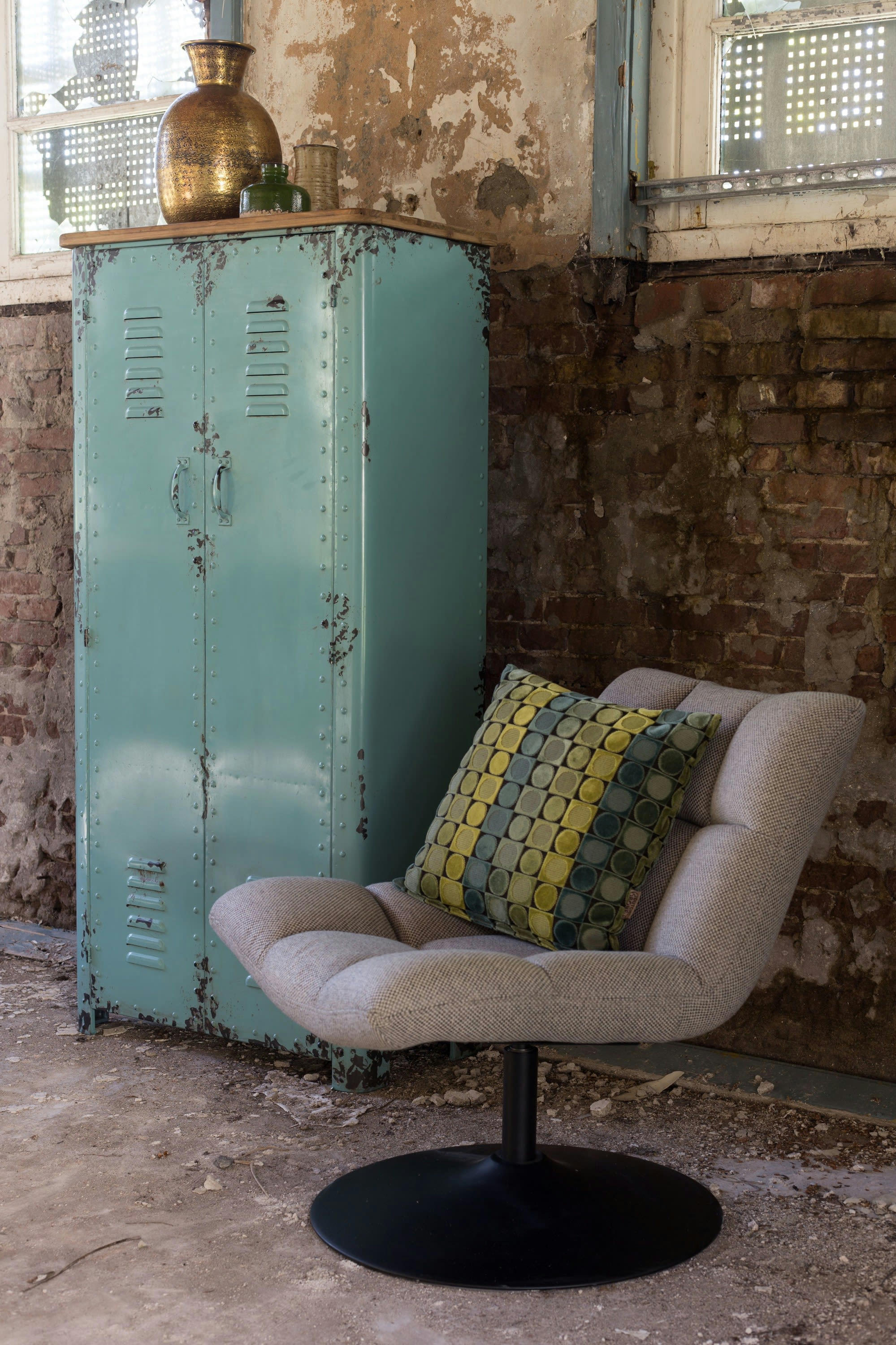 JOLIEN - Fauteuil lounge en tissu gris