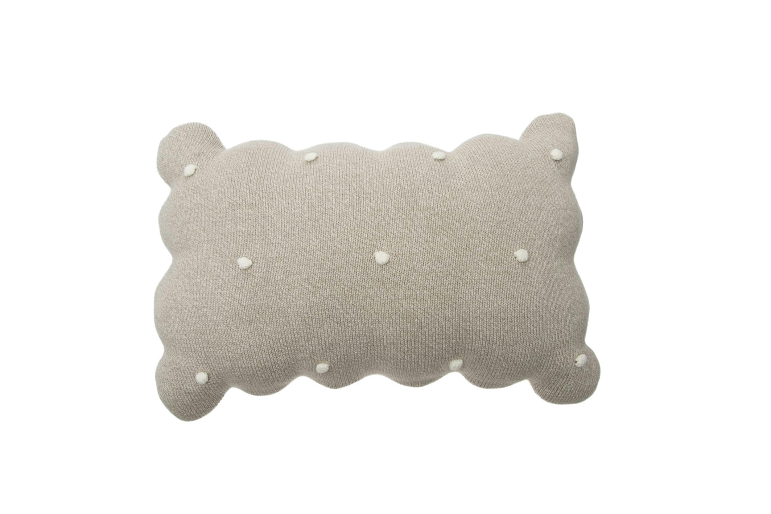 BISCUIT - Coussin rond biscuit de coton beige 25x35