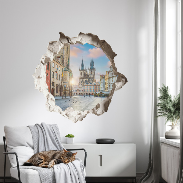 Naklejki dziury słoneczna łąka 3D efekt na ścianę 60x57