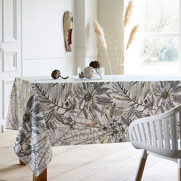 Nappe rectangle 160x250 cm BAHIA gris Fusain coton