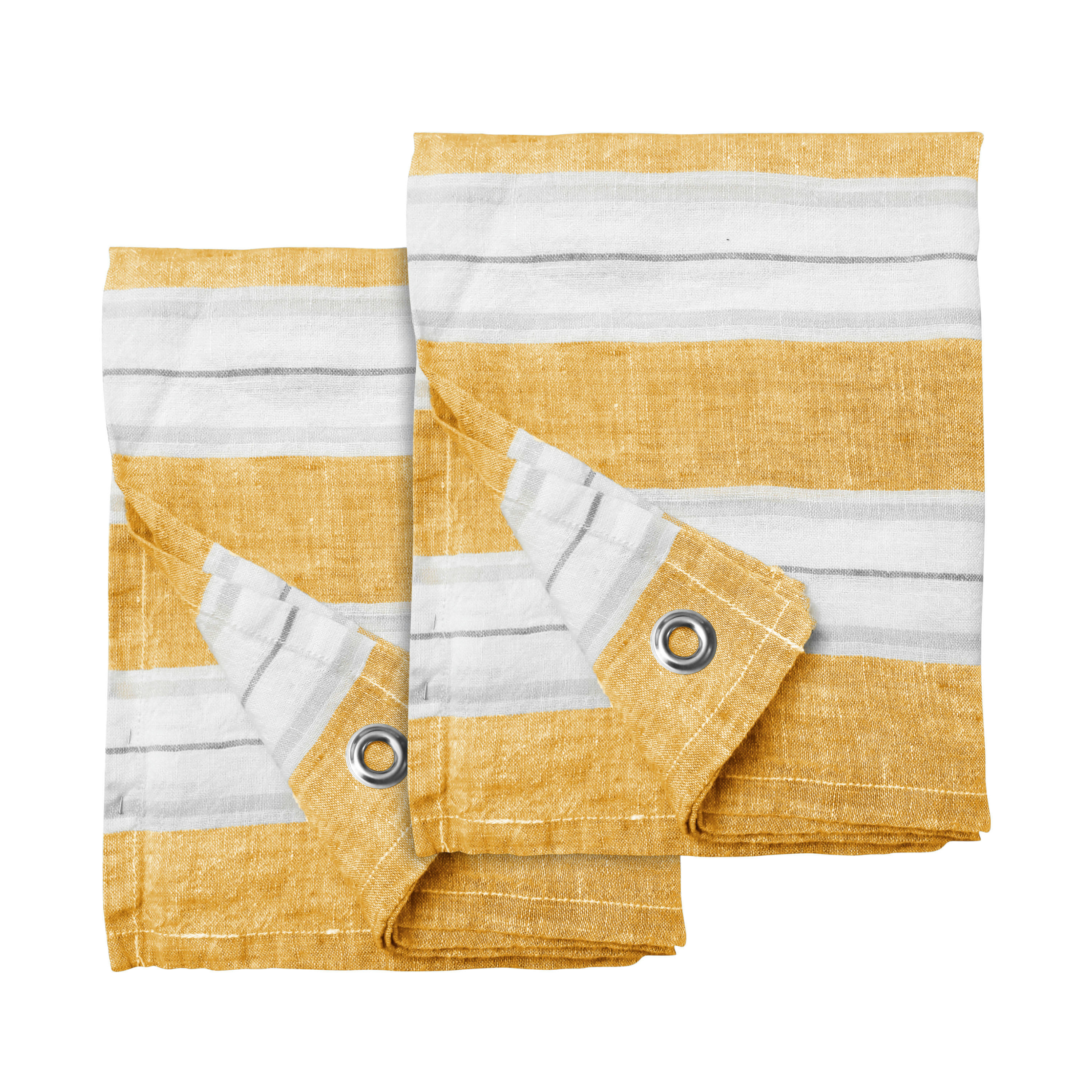 JEU DE RAYURES - Set de deux torchons en lin 47x70cm Safran