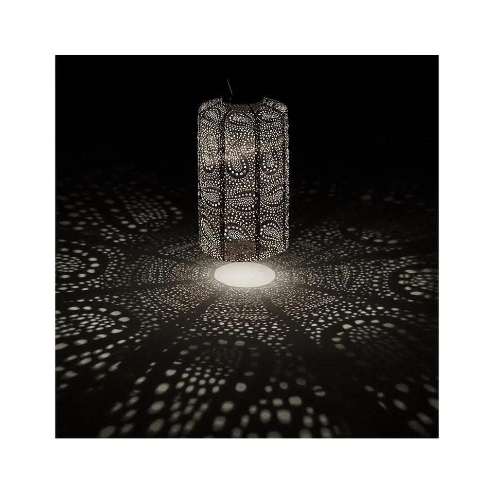 Lumiz Solar Buitenlampion - Paisley Cylinder - 18 cm - Roze