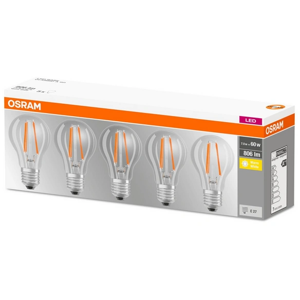 LED-Leuchtmittel »Classic«, 7 W, E27, warmweiß, 5er Pack, klar