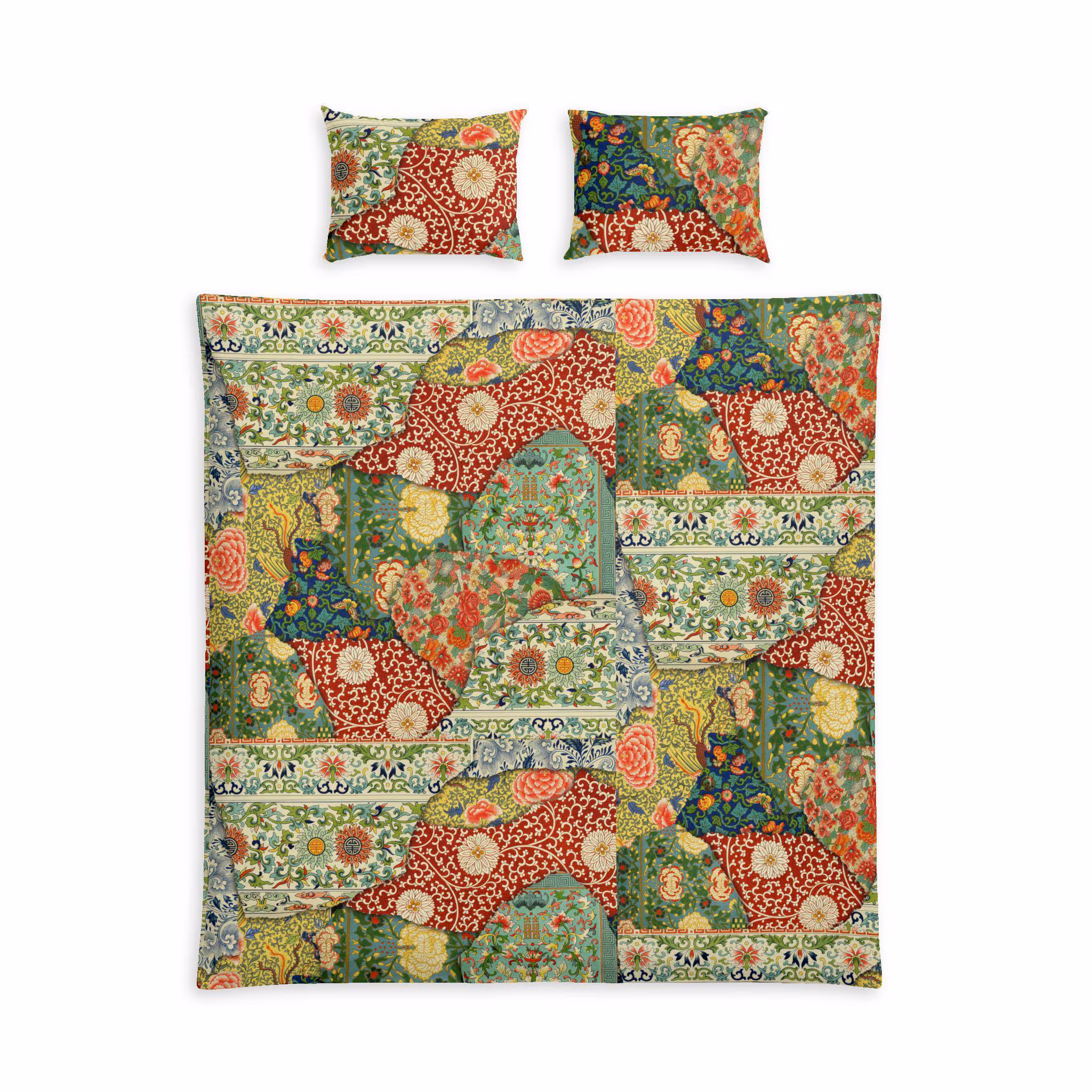 Floral Quilt Cover Bed Set | Colorful Cotton Patchwork Bedding