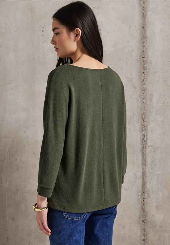 Strick-Look Shirt mit V-Neck