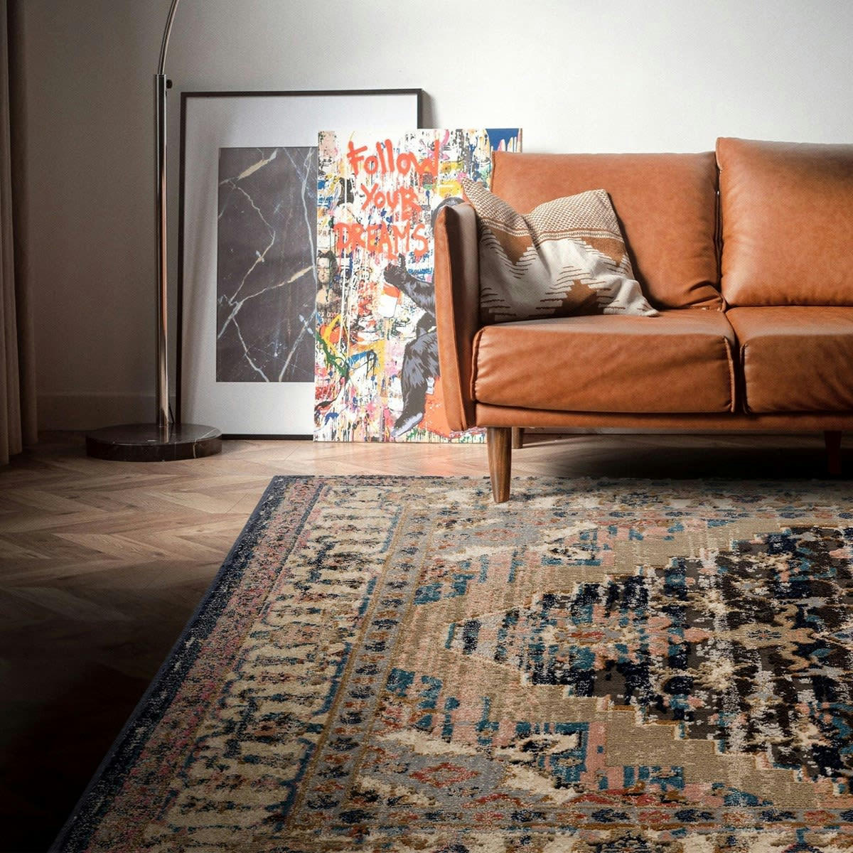 ZARAN - Tapis de salon en polypropylène bleu marine 120x170 cm