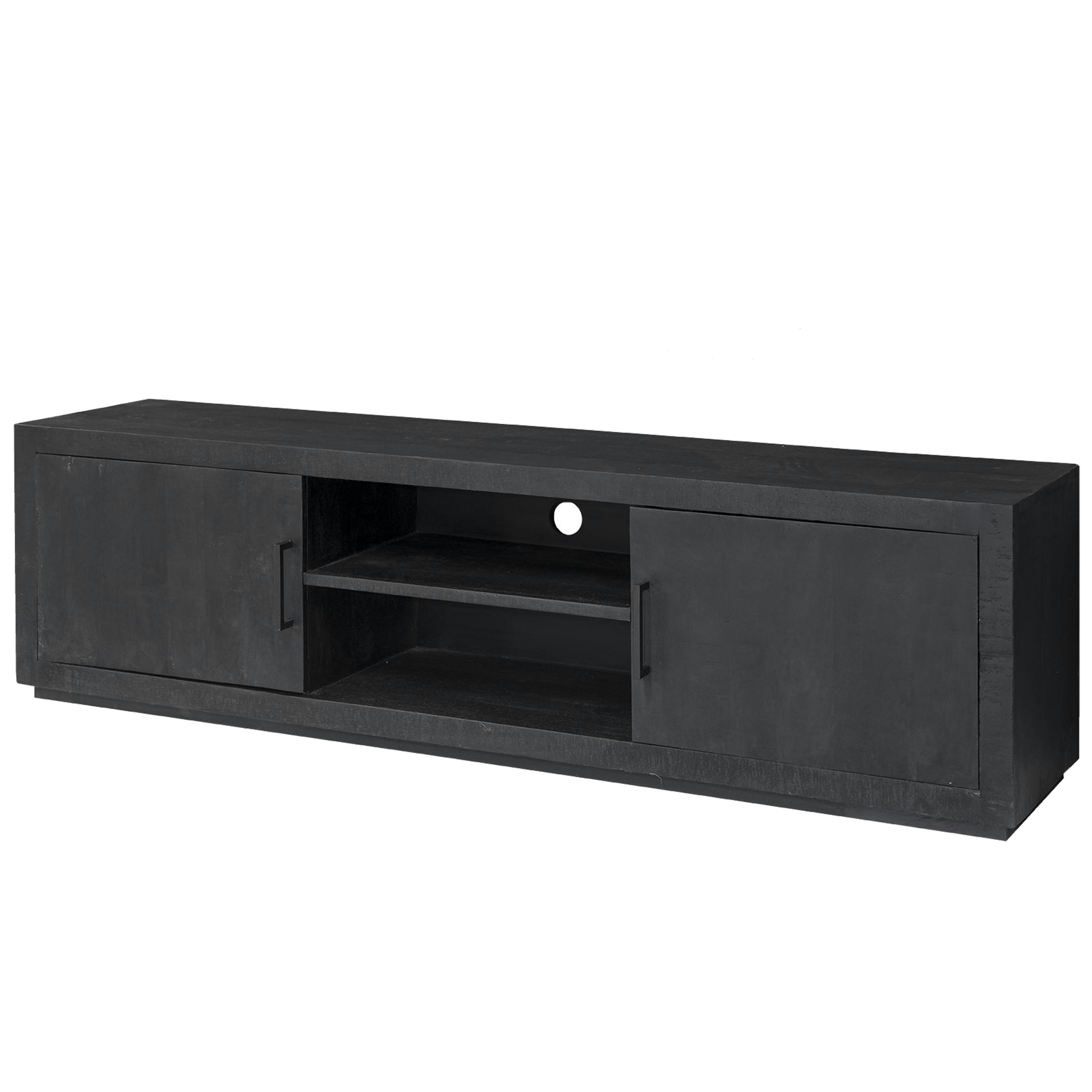 ANDUZ - ANDUZ-Meuble TV 2 portes L180cm en Manguier massif noir