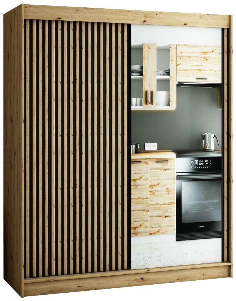 Szafa przesuwna Garderoba Lamelo 2 180 artisan   czarny