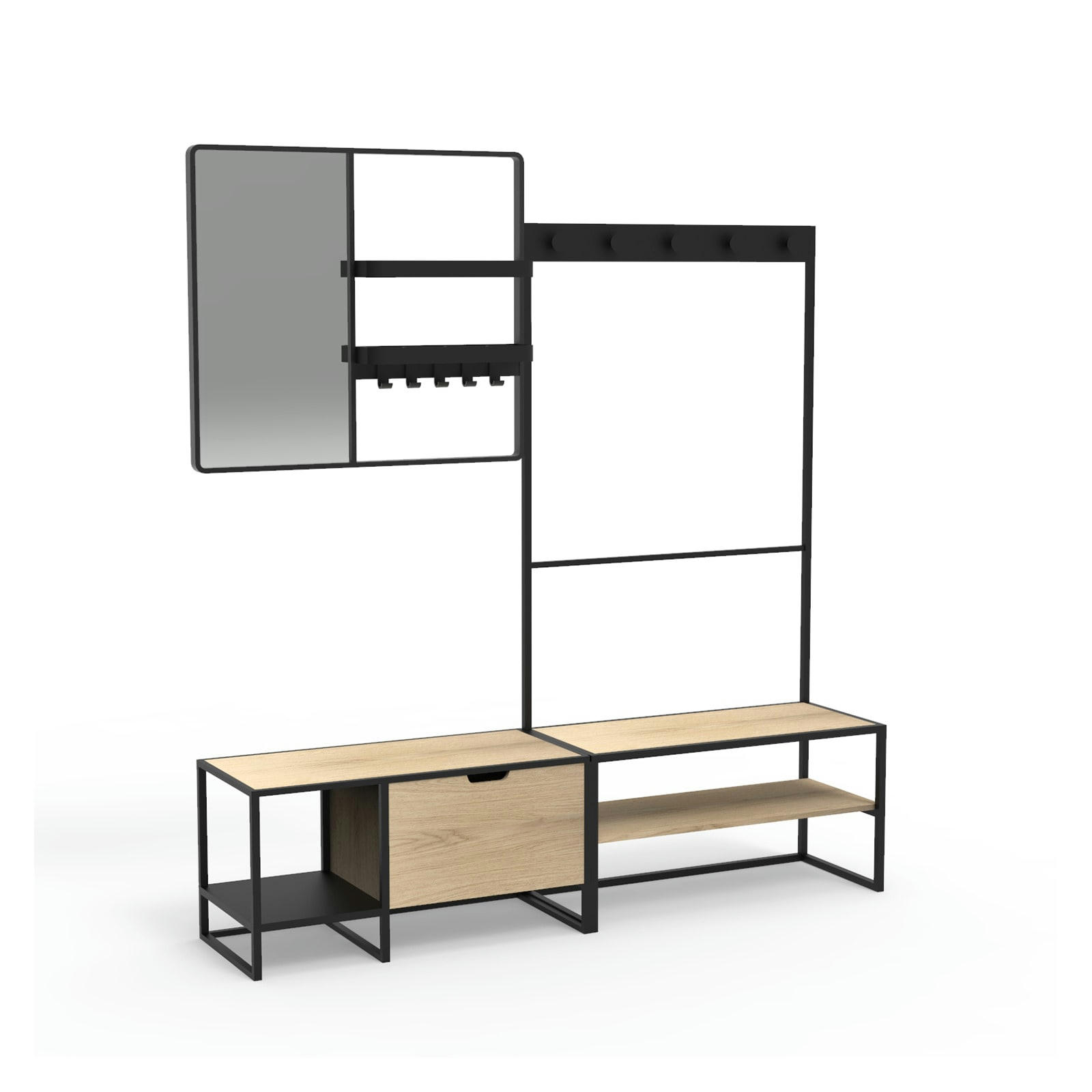 WILKO - Ensemble meubles d'entrée banc + miroir + portant