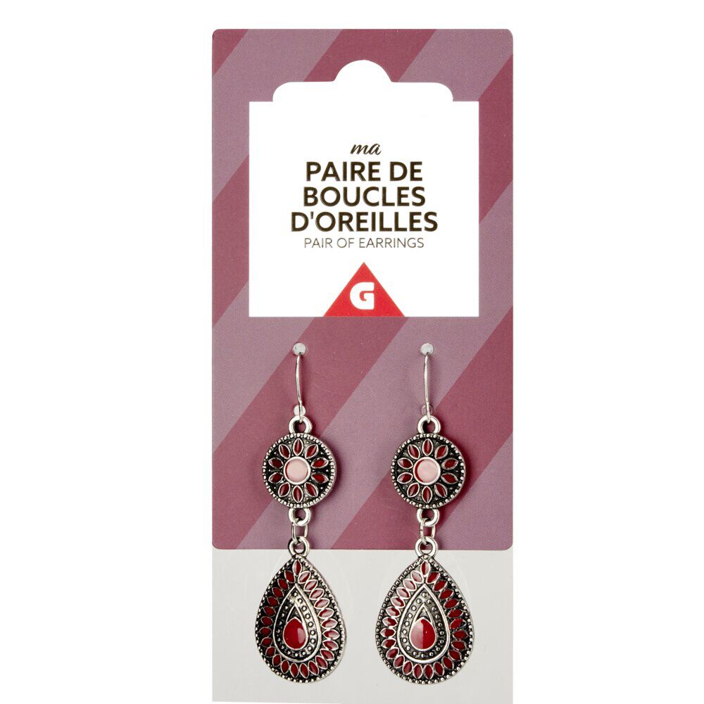 Paire de boucles d'oreilles pendantes L6,5cm (3 modèles)
