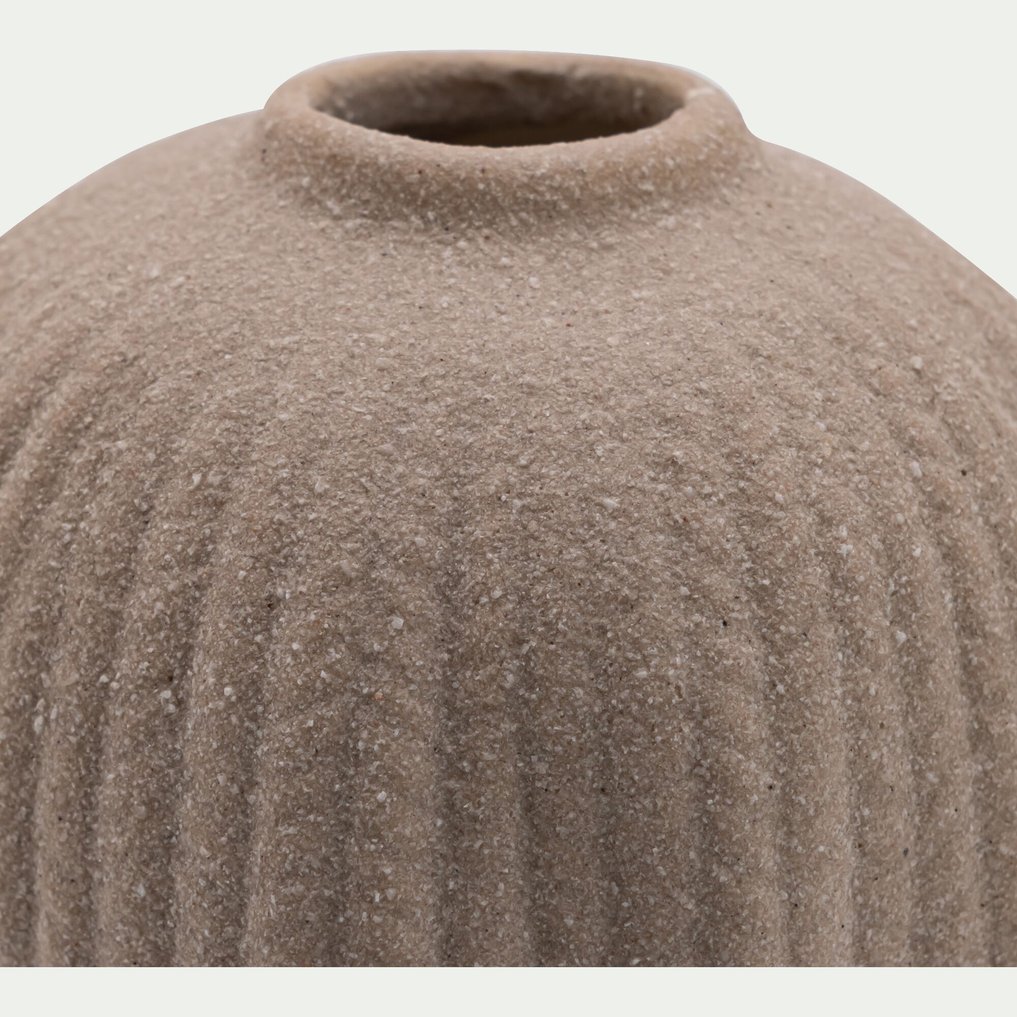 RILIO - Vase boule en grès H10,5cm - beige