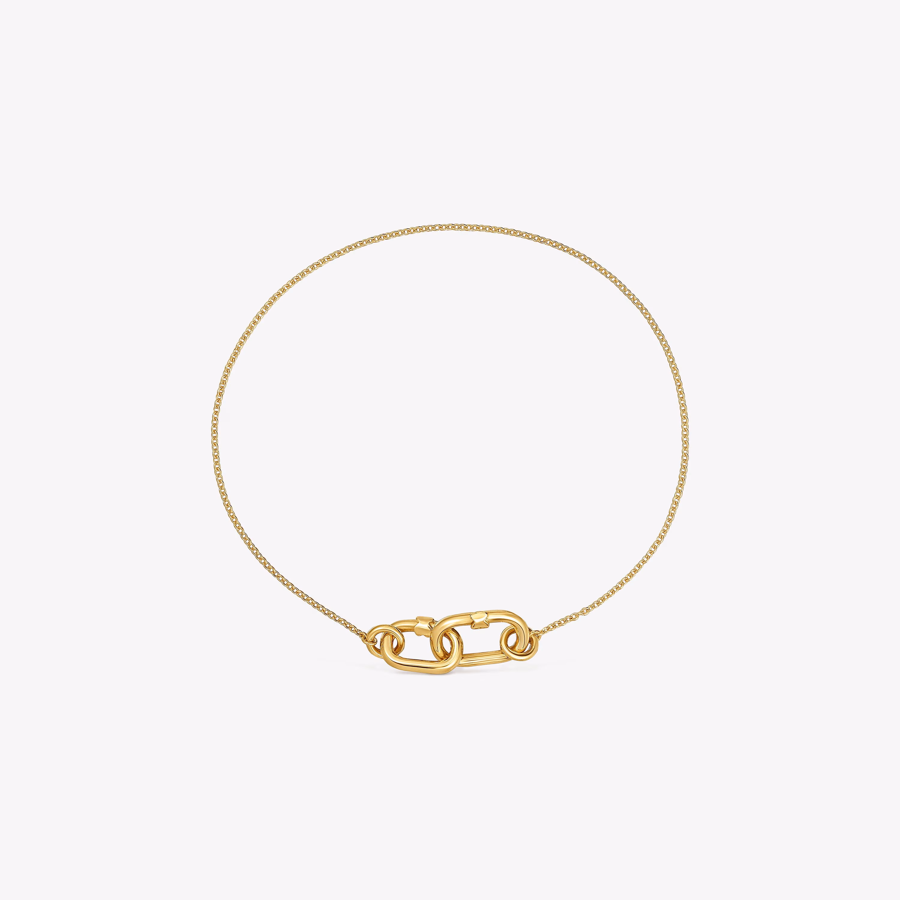 Pulsera cadena de oro doble Hold Oval