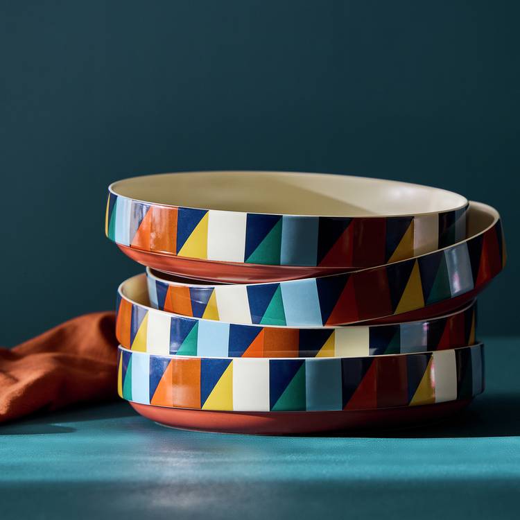 Habitat Geo Cube 4 Piece Stoneware Pasta Bowls