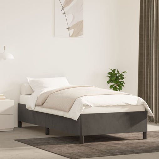 NNEVL Bed Frame Dark Grey 107x203 cm King Single Velvet