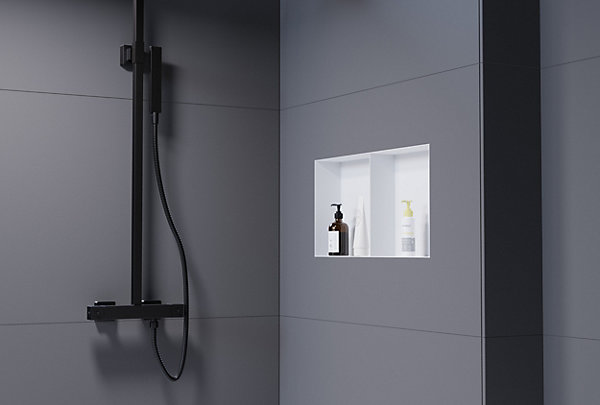 Niche murale de douche sans rebords, étagère encastrable douche acier inox - 60x30x10cm - NT306010X Blanc