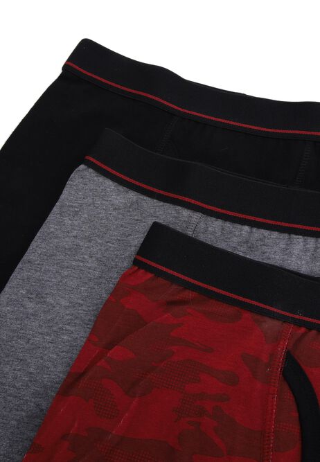 Older Boys 3pk Burgundy Camo Print Trunks