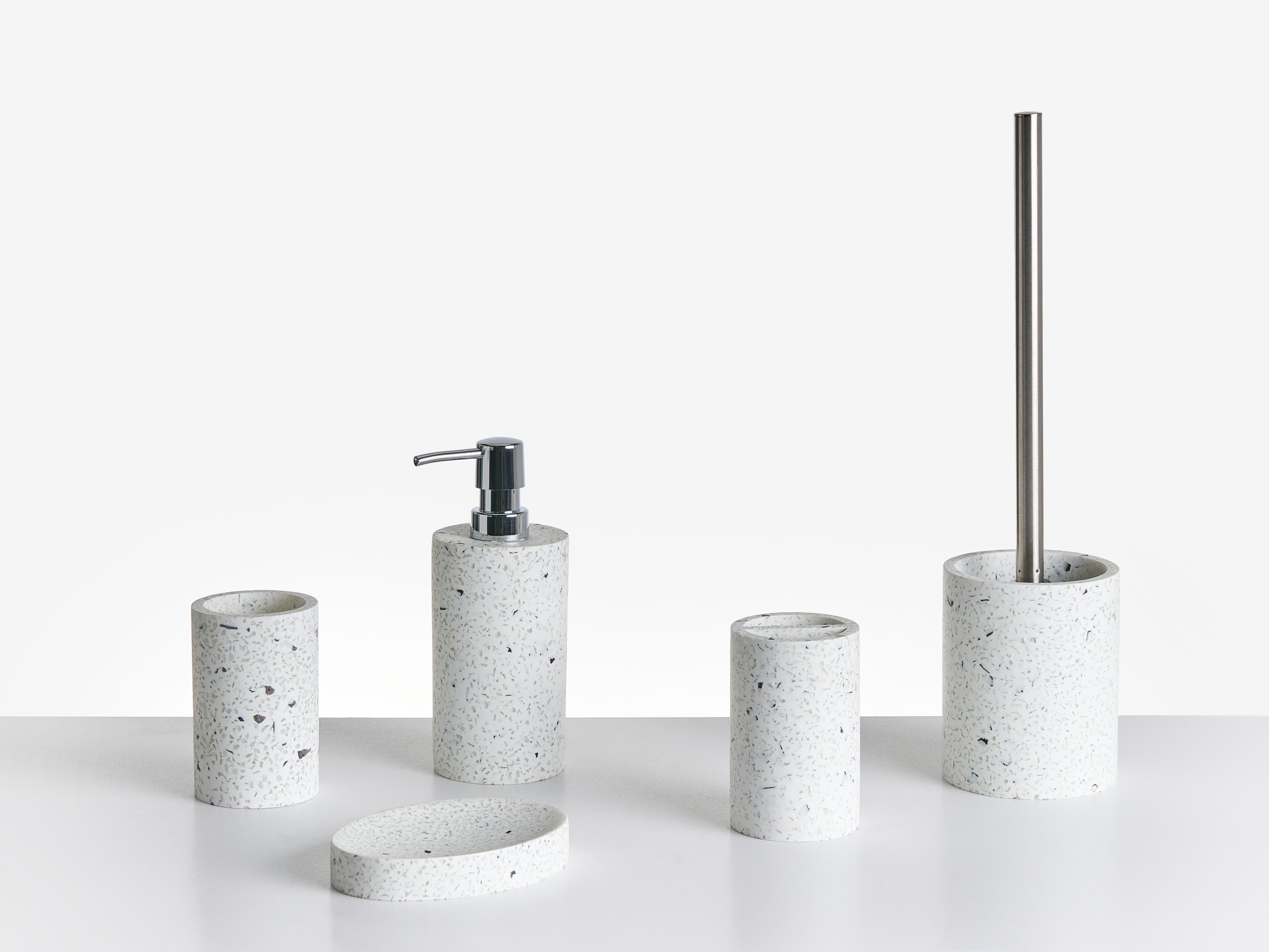 5-Piece Bathroom Accessories Set PERENE White Terrazzo
