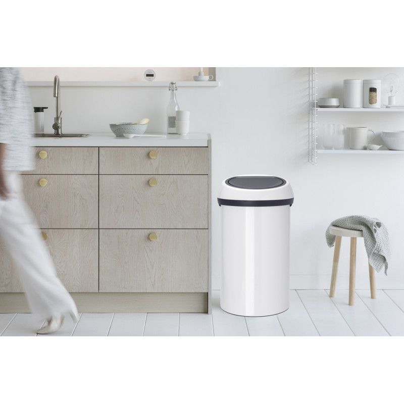 Poubelle Touch Bin blanche 60 L BRABANTIA