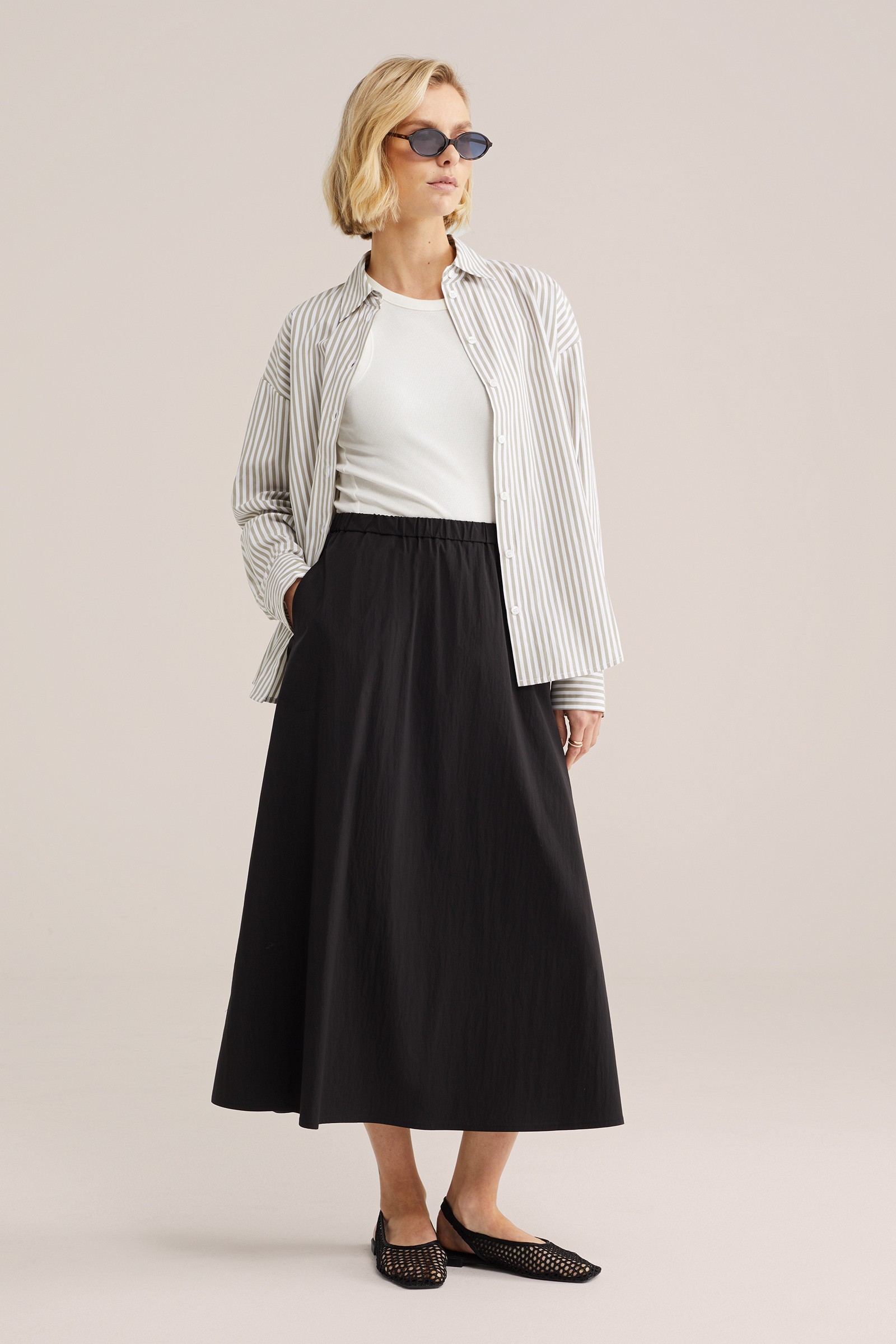 Dames midi rok van katoenmix