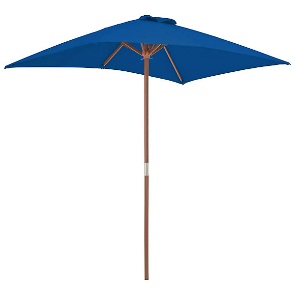 Parasol d'exterieur avec mât en bois bois bleu Helloshop26