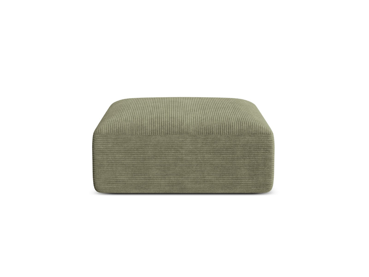 Cosmopolitan Design Poef Campi ribfluwelen mosgroen - 90x90x40cm