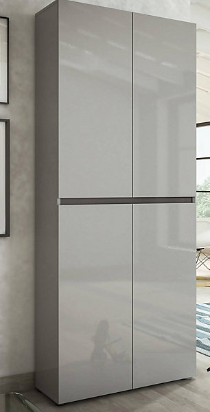 Meuble à chaussures Ddjimsit, Meuble à chaussures, Armoire d'entrée polyvalente, Rangement pour chaussures, 80x34h200 cm, Gris