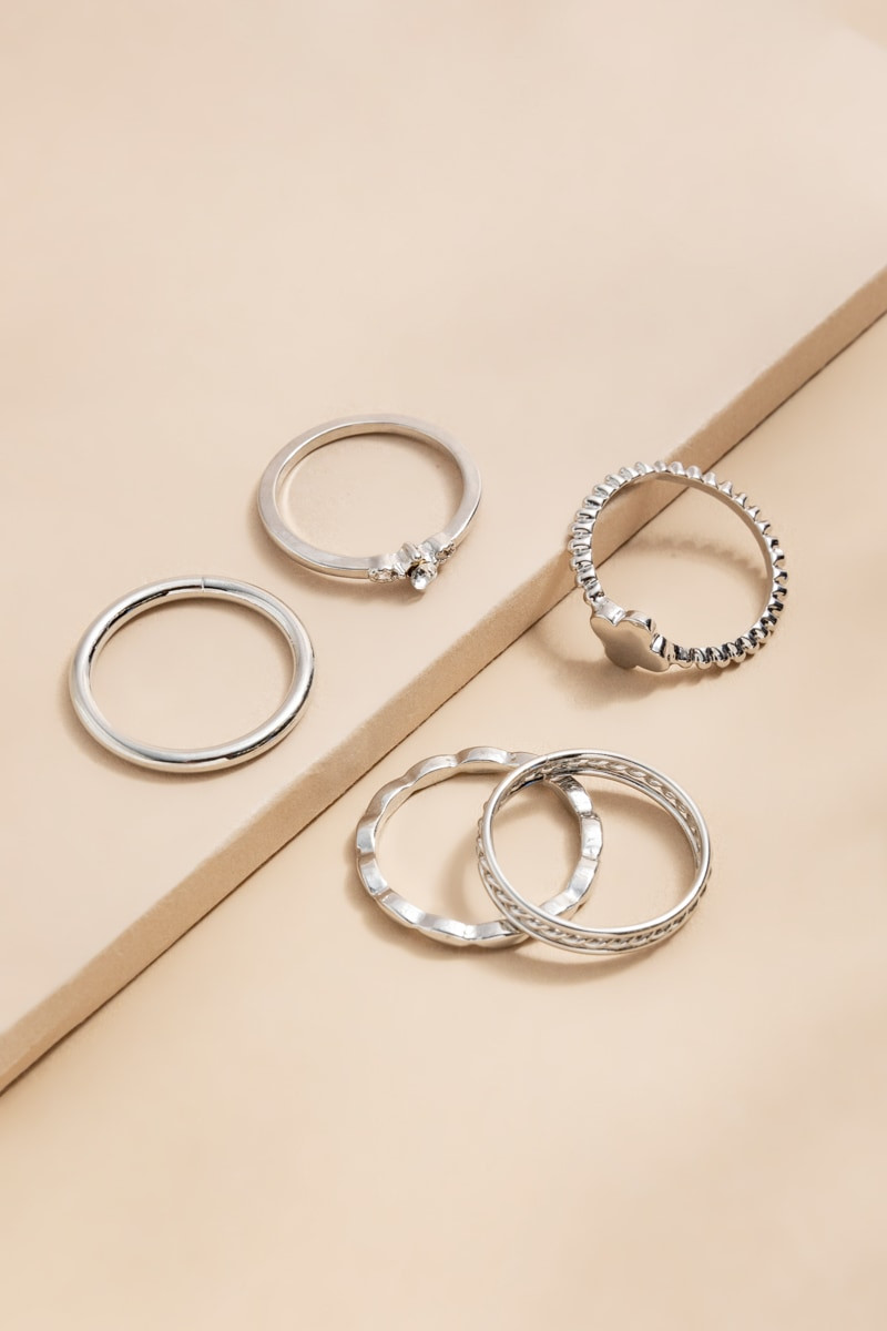 Madeline Mix Style Silver Ring Set