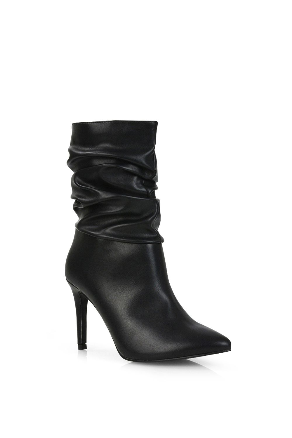 XY London Velma' Ruched Pointed Toe Stiletto High Heeled Ankle Boots
