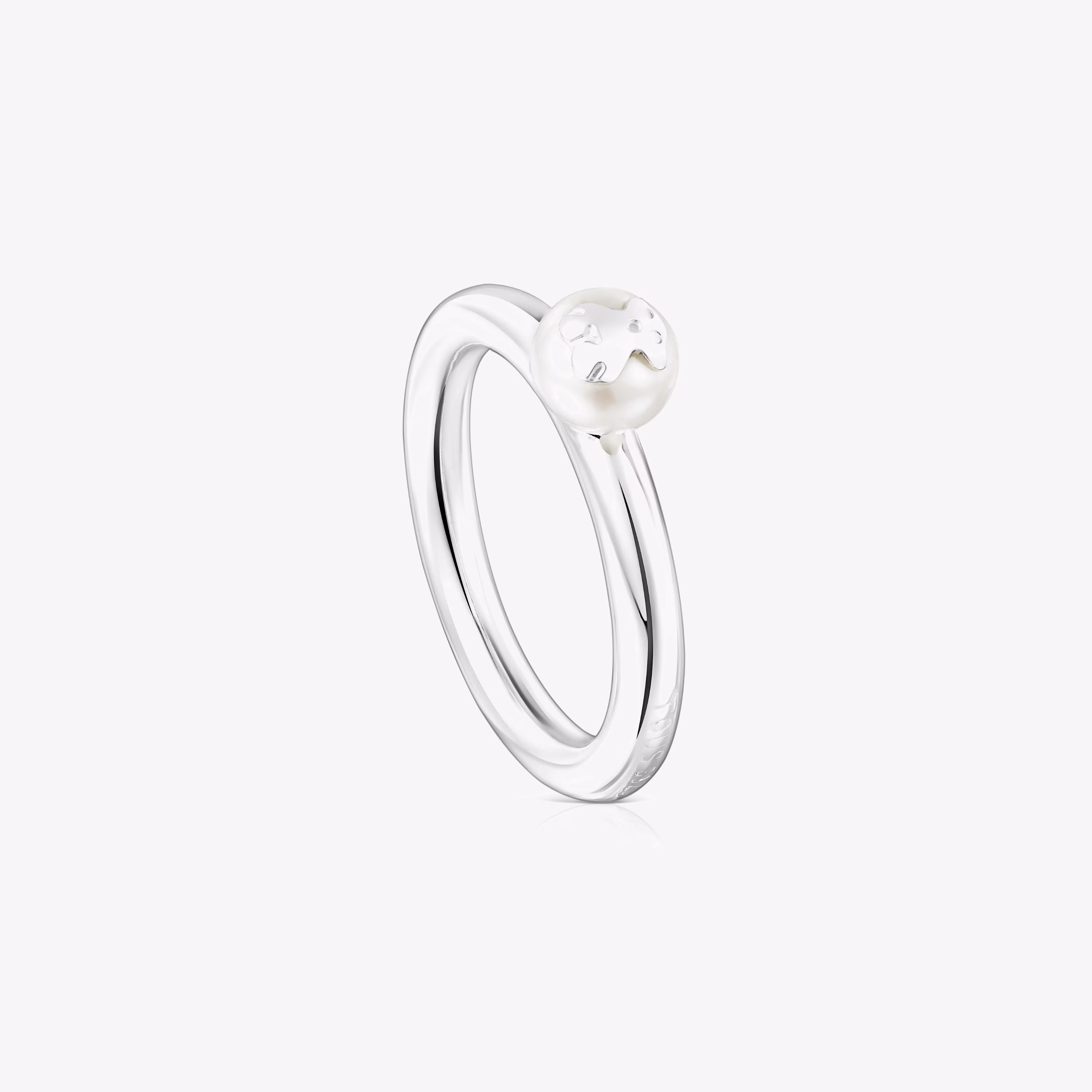 Anillo de plata y perla motivo oso Icon Pearl