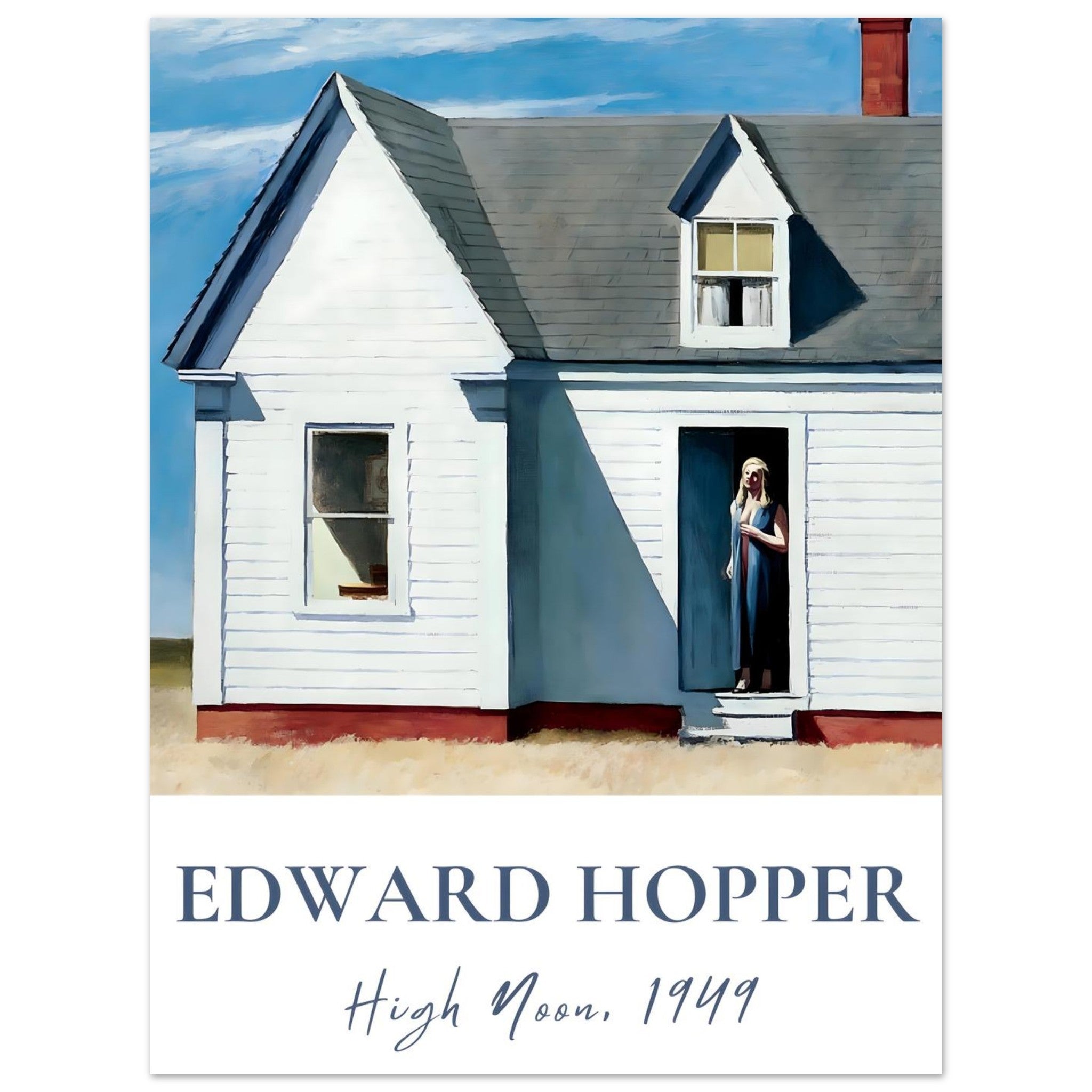 Artfulprints Poster Edward Hopper - High noon  - 30x40 cm - Blauw