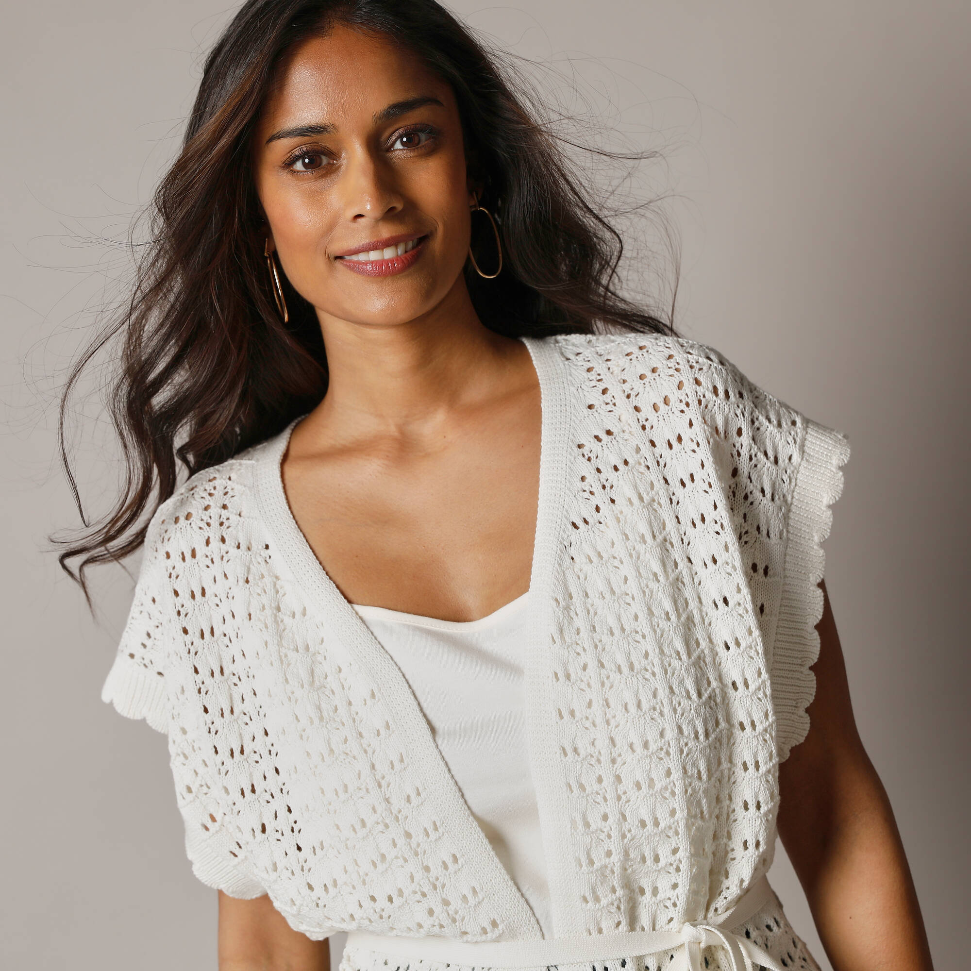 Gilet crochet en coton, manches courtes