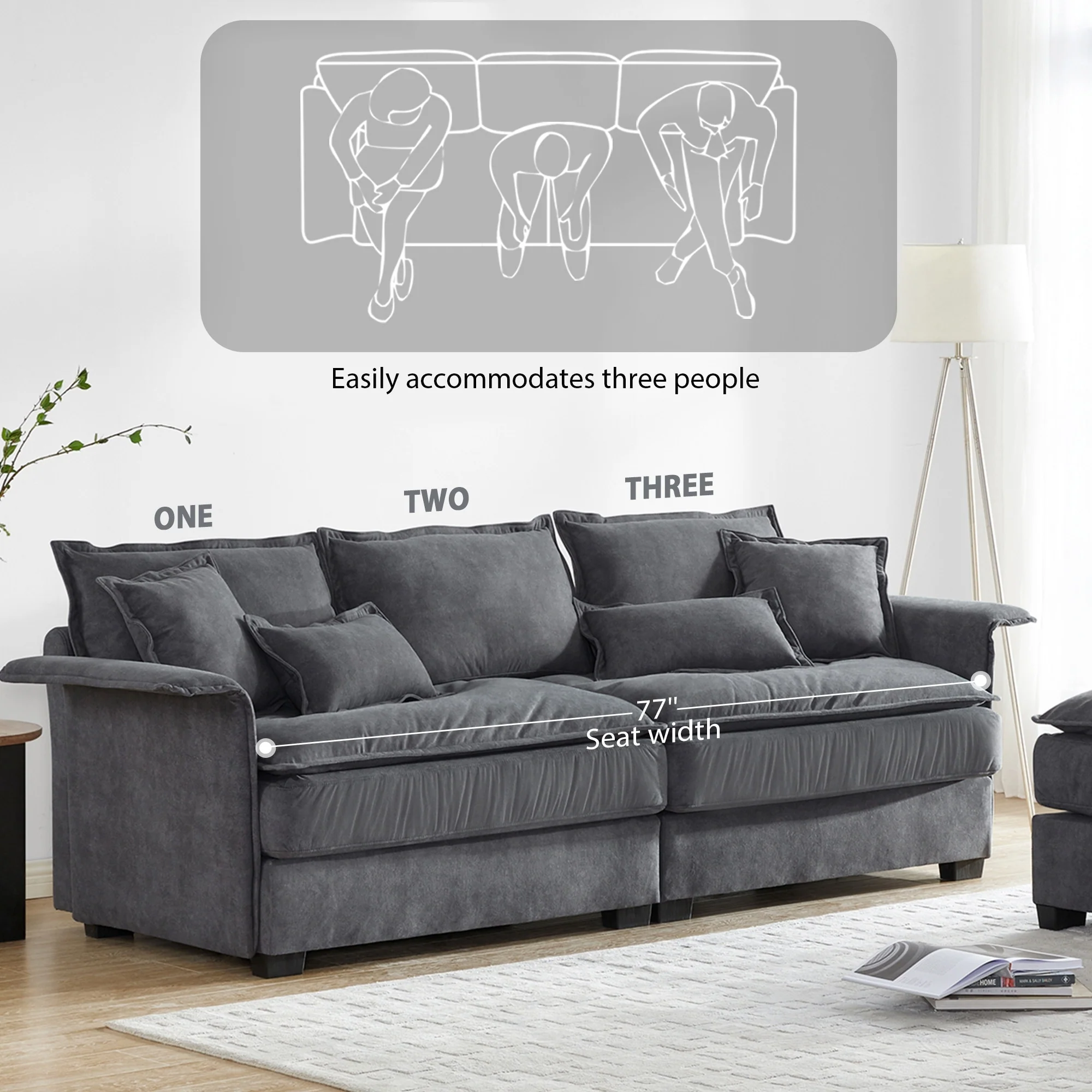 [VIDEO provided][New]95*66Oversized Luxury Sectional Sofa with Bentwood Armrests,4 seat Upholstered Indoor Furniture with Doubl