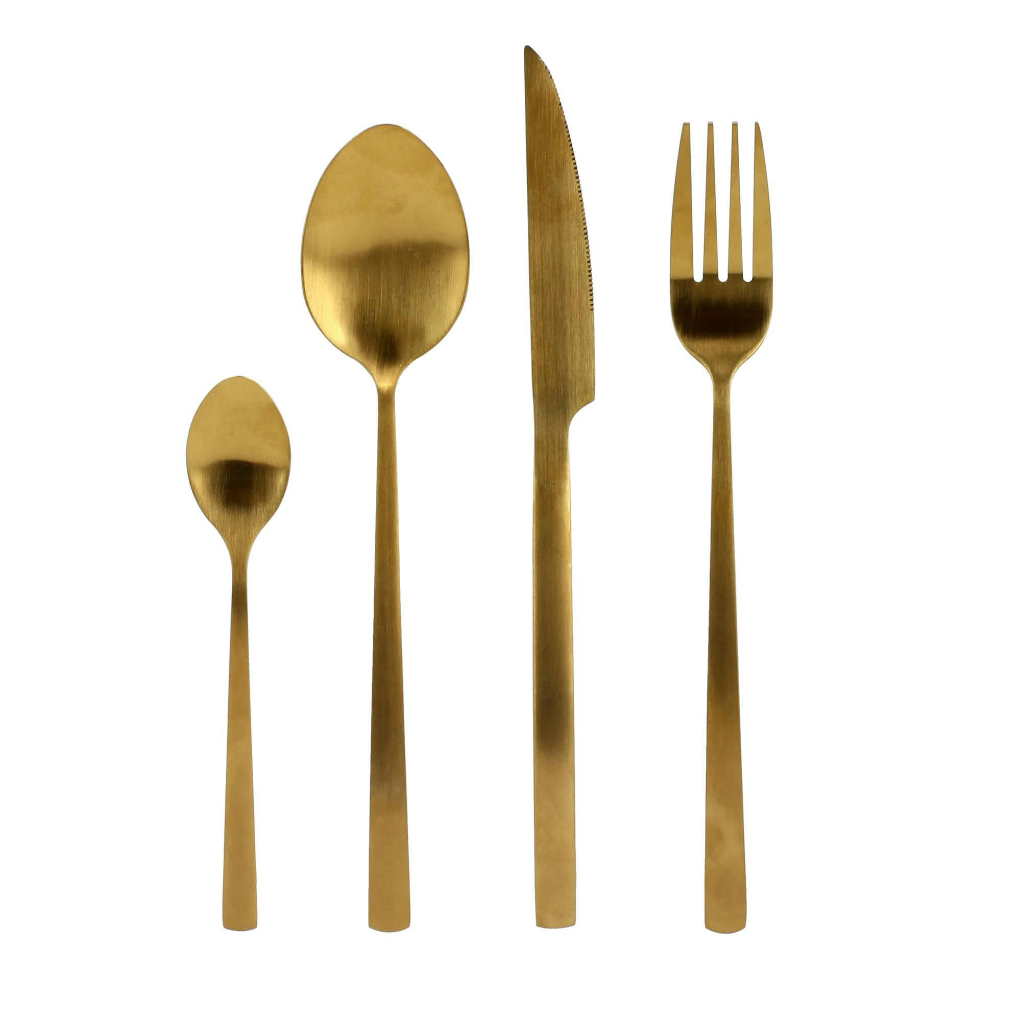 - Ménagère 16 pièces en acier inoxydable doré