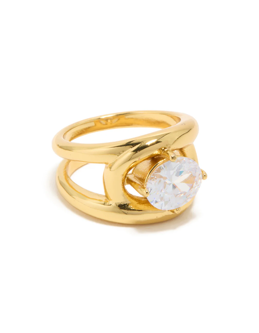 Waterproof Gold Plated Stainless Steel Fancy Cubic Zirconia Split Band Ring