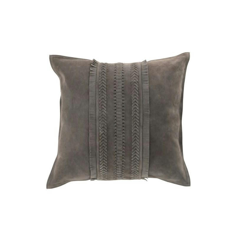 CUIR - Coussin carré cuir gris 45x45