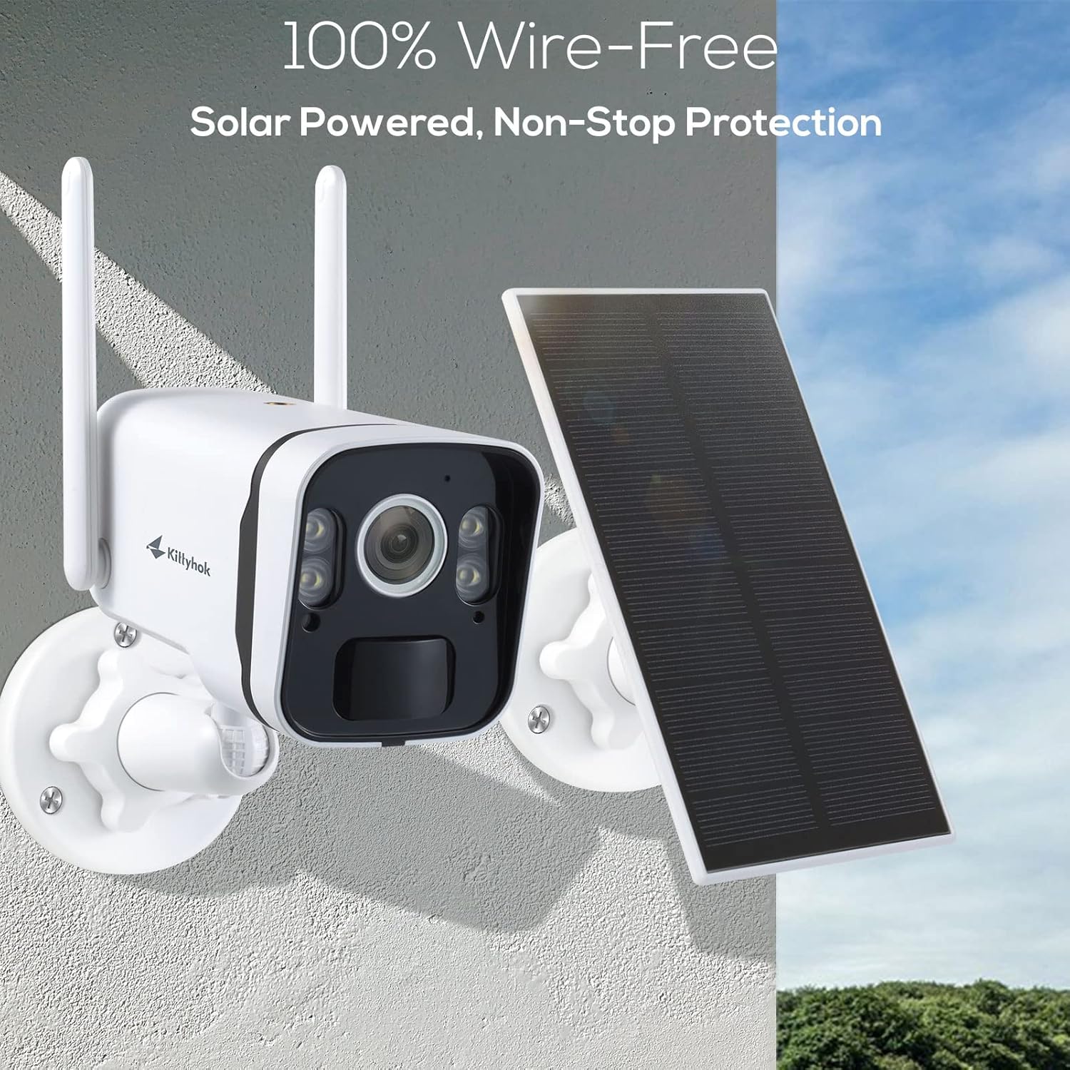 Kittyhok Solar Home Security Camera System  4pcs 2k Ultra Solar Security Cameras Wireless Outdoor  Smart Human Detection  Spotlight  Forever Power  10CH NVR  60 Days Local Storage  0 Monthly Fee