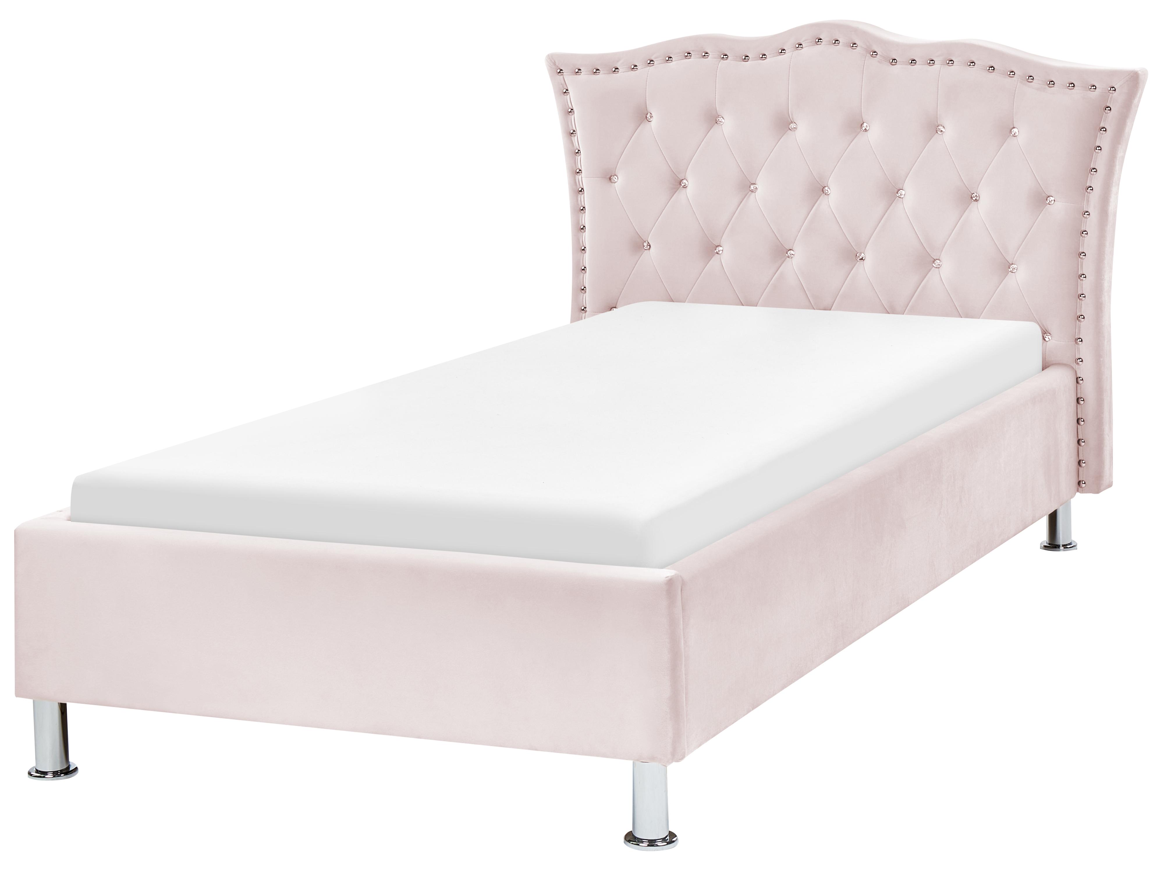 Bed Velvet METZ 90 x 200 cm (EU Single) Pastel Pink