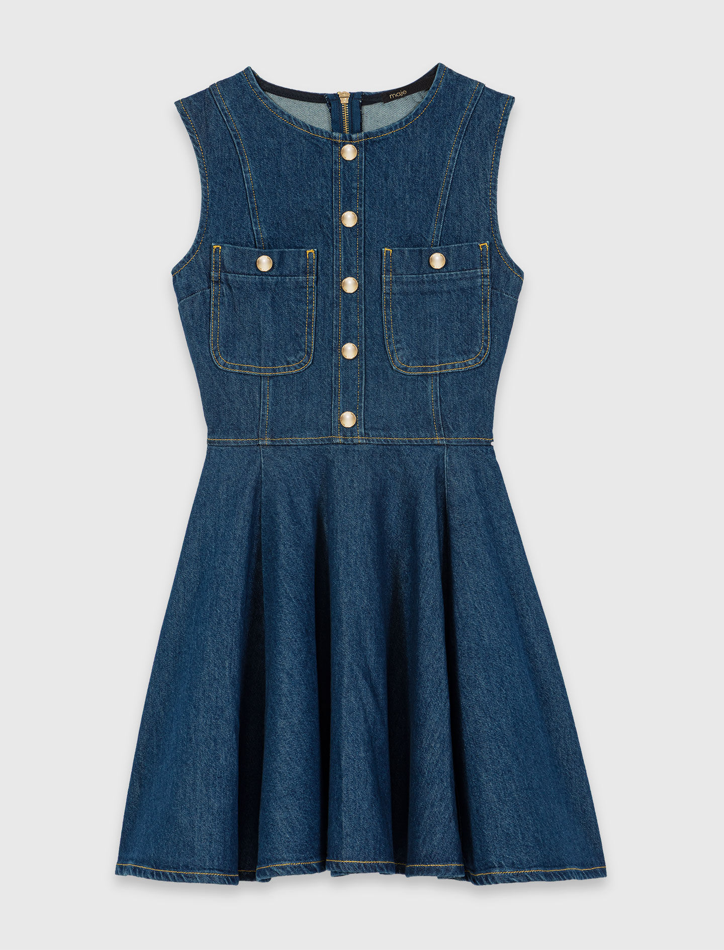 Robe courte en denim évasée