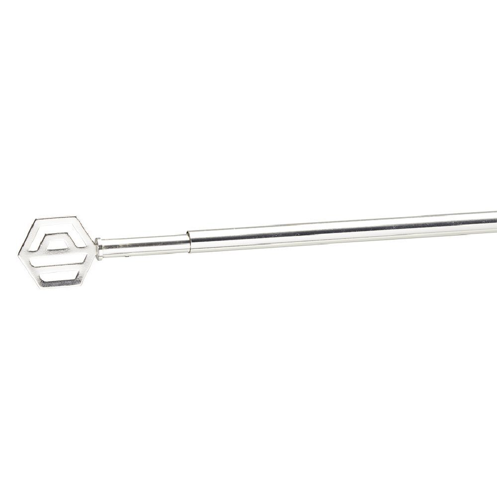 Tringle extensible vitrage décor hexagone gris chromé brossé L40/60cm