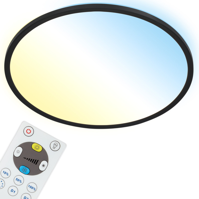 Plafonnier LED Slim noir Ø 42 cm blanc dimmable 3000 lm 22 W BRILONER