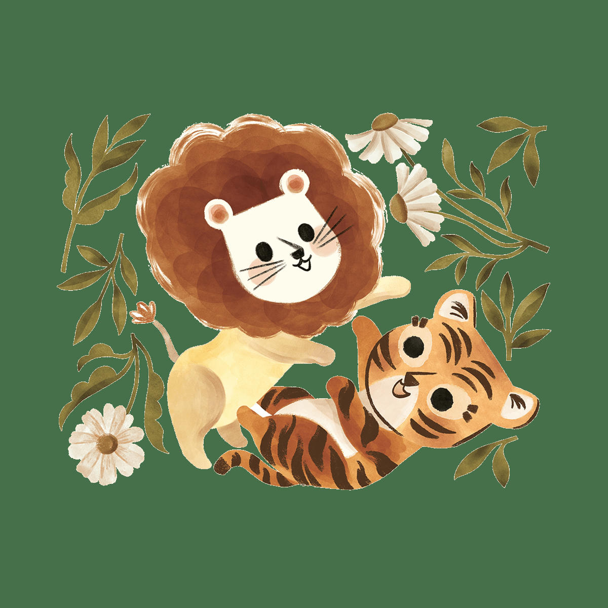 FELIDAE - Grand sticker jeu tigre et lion en vinyle mat multicolore