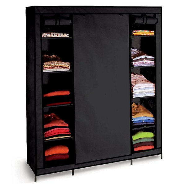 Armoire de rangement penderie pliable vêtements en tissu noir dressing XXL