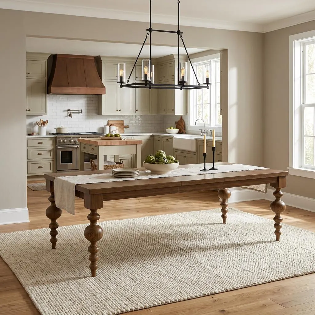 The Arcadia | Extendable Oak Dining Table // Large Turned Leg / Farmhouse Dining Room Table / Modern / Rustic / 6ft 7ft 8ft 9ft 10ft