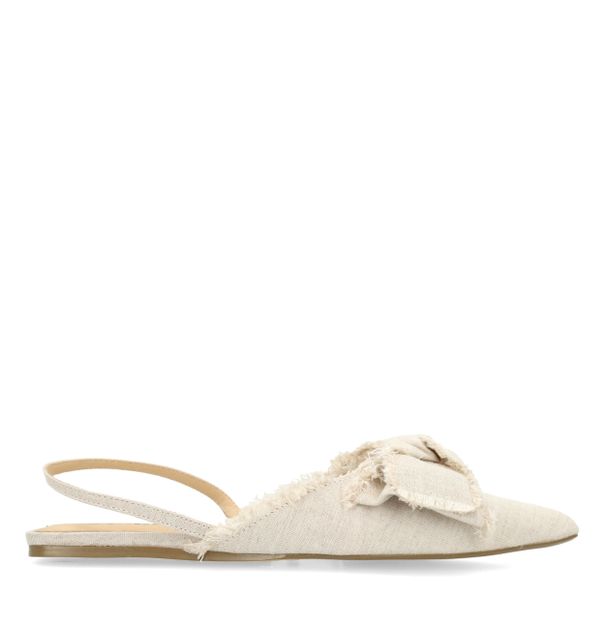 Beige slingbacks met strik