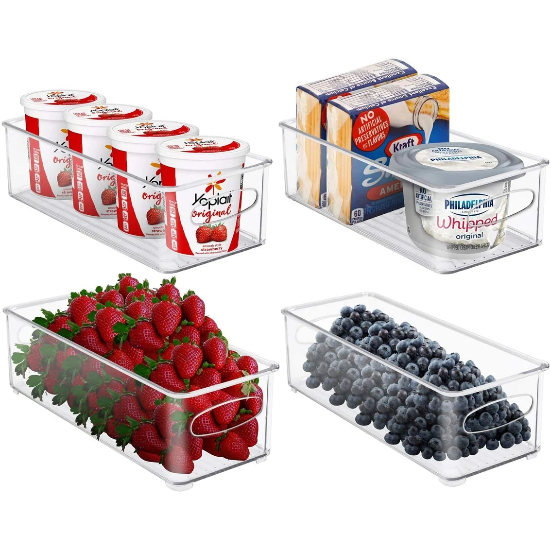 Plastic Storage Bins Stackable Clear Pantry Organizer Box Containers