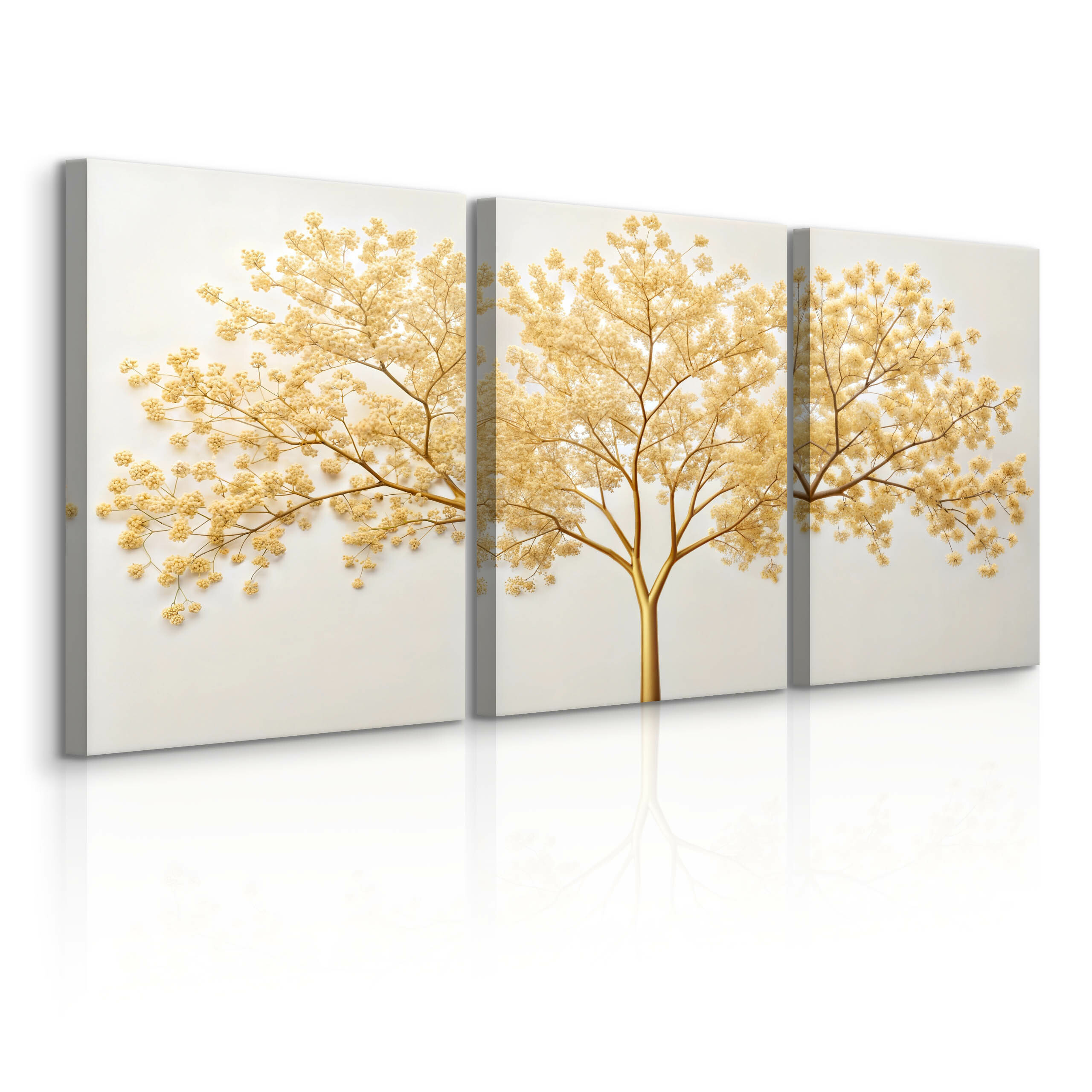 3x Obraz Set Złote Abstrakcyjne Drzewo 30x40cm