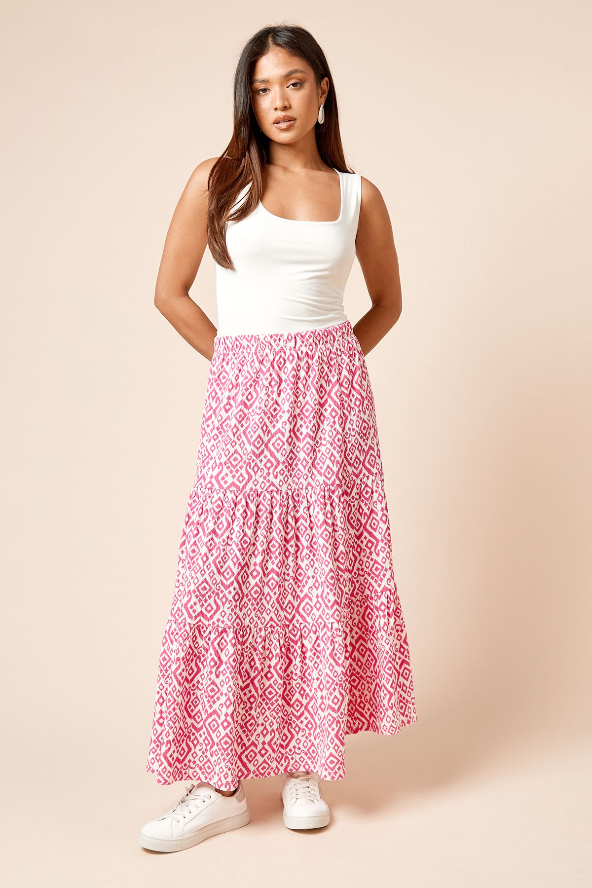 Dorothy Perkins Petite Printed Tiered Maxi Jersey Skirt