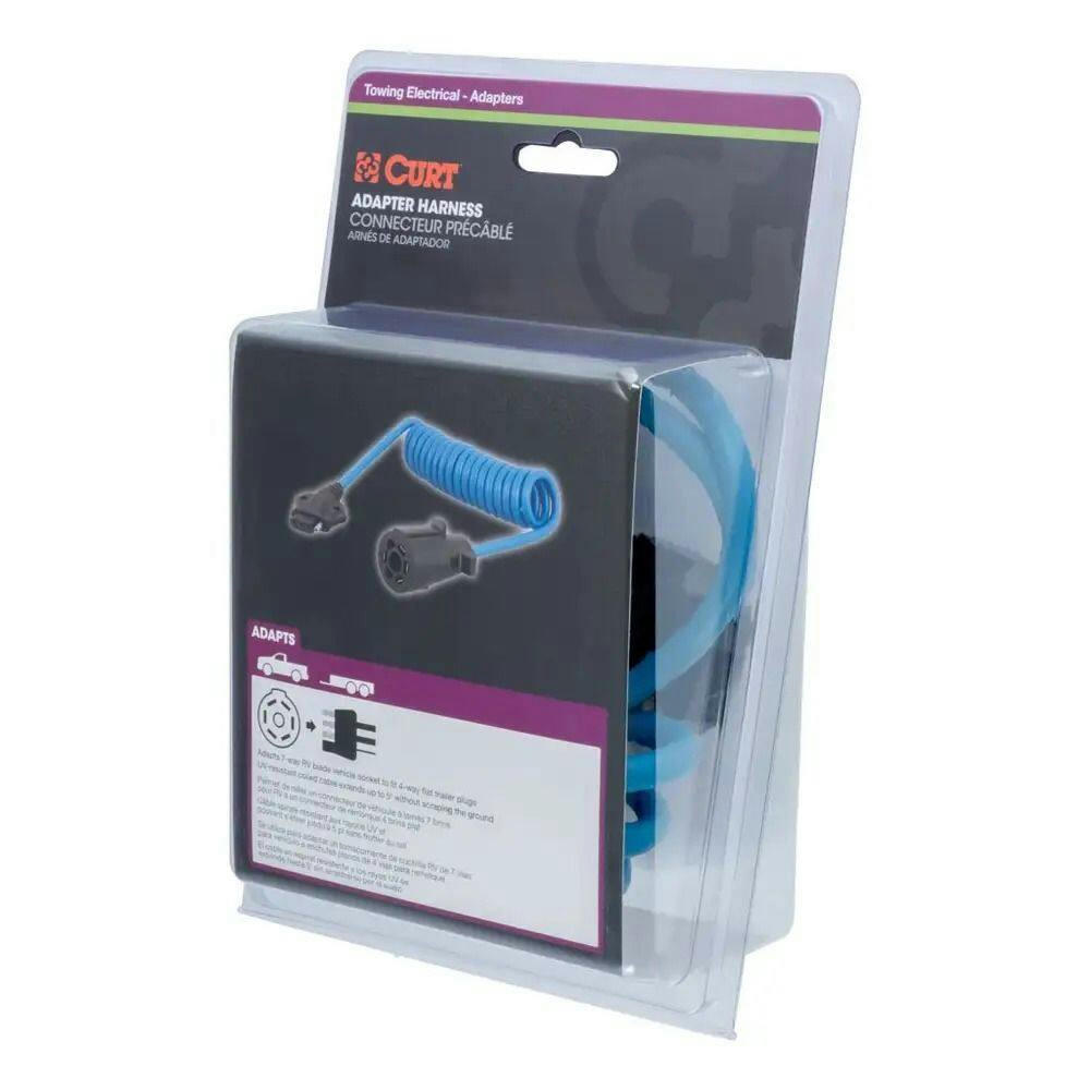 CURT 8-ft Electrical Adapter Harness 7-Way Blade to 4-Way Flat