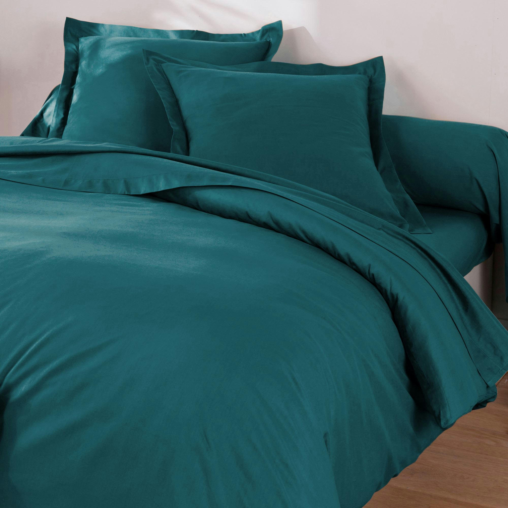 COTON UNI LAURÉAT - Housse de couette 140x200 bleu canard en coton