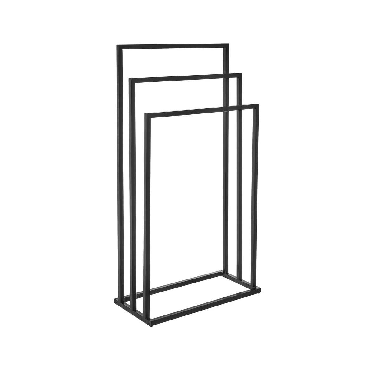 MÉTAL - Porte serviette sur pied en métal noir 3 bras